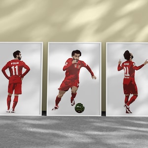 Digital Mohamed Salah Football Posters, Bundle of 3 Prints