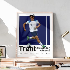 Wydruk piłkarski, plakat Trent Alexander-Arnold do wydrukowania, angielski prawy obrońca, sztuka ścienna Trent, wystrój pokoju dla chłopców, dołączone tytuły piłkarskie