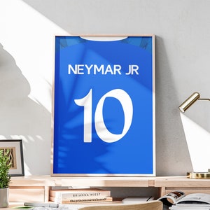 Printable Neymar Junior Jersey, 2023 2024 Season, Neymar Shirt, Brazilian Soccer Icon, Football Poster, 3 Ratios Included