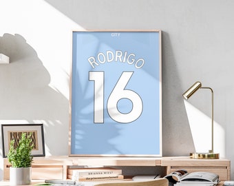 Printable Rodri 2023-2024 Season Football Jersey, Spanish Football Player Poster, Instant Download