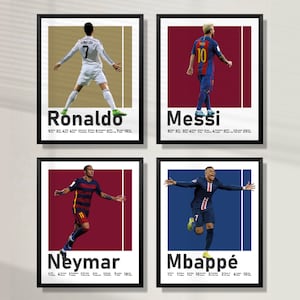 4er-Set Prints, bedruckbare Fußball Bilder von Fußball Fans, Fußball Poster Bundle, Jungen Zimmer Wanddekoration, Geschenk für Fußball-Liebhaber