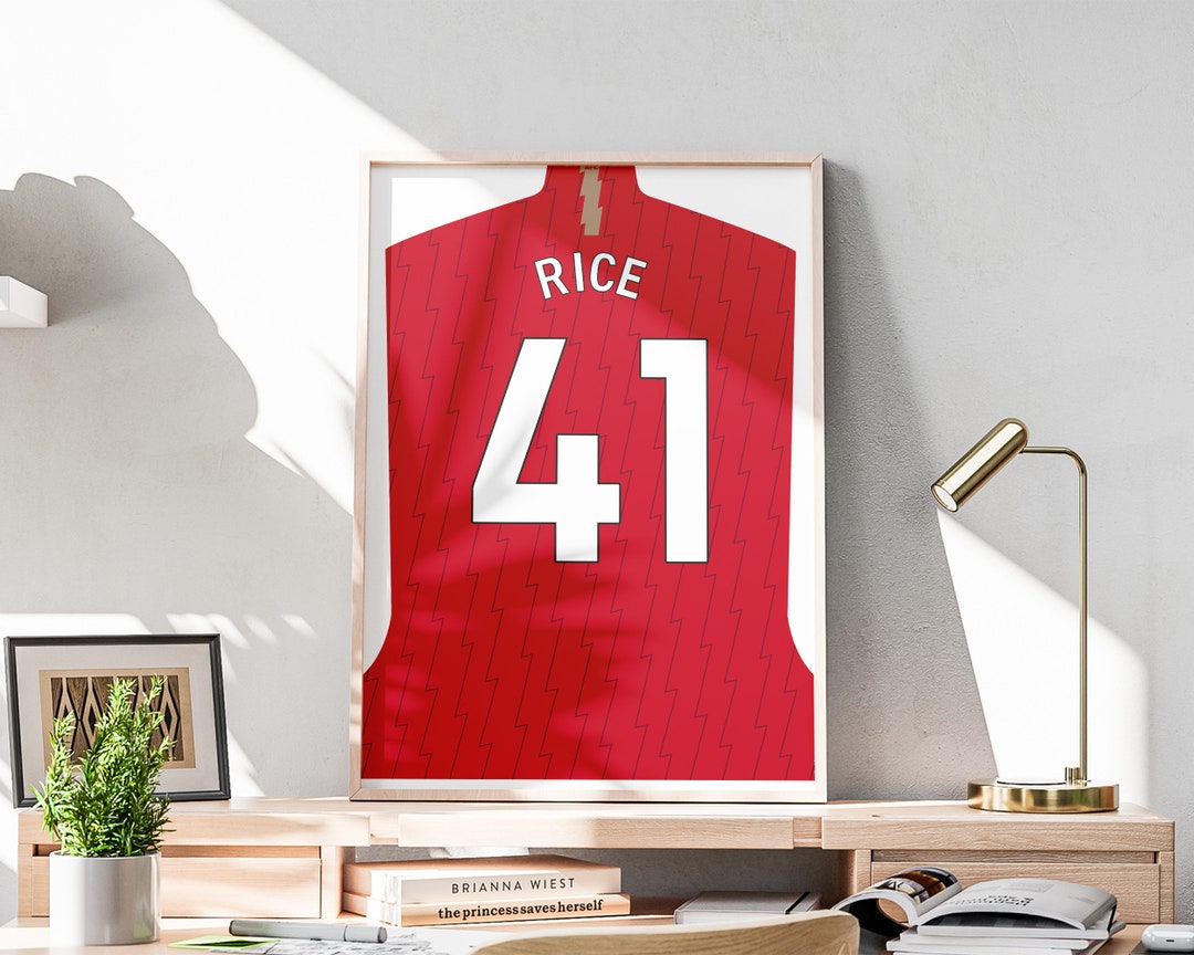 Declan Rice Football Shirt Print, Gooners Gift, Man Cave Decor (digital ...