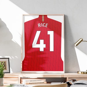 Printable Declan Rice Shirt, Gift for Gooners, 2023-2024 Kit, Football Shirt, Rice Shirt Print, English Footballer, Man Cave Decoration
