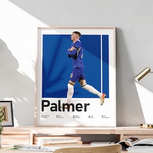 Póster imprimible de Cole Palmer, decoración para renovar habitación de adolescente, impresión de fútbol, futbolista inglés, ilustración deportiva, arte mural, 40,6 x 50,8 cm