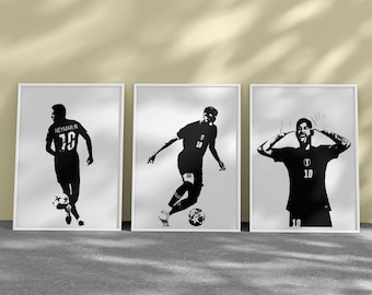 Printable Neymar Junior Black and White Posters, Set of 3 Prints