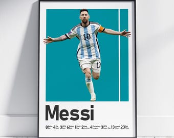 Plakat piłkarski Lionela Messiego z Argentyny, grafika ścienna z motywem piłki nożnej, dekoracja sportowa, wydruk do jaskini kibica
