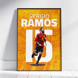 Sergio Ramos Design Poster, Gift for Football Lover Classmate, Spanish Legendary Defender, Spain National Squad, Soccer Decoration