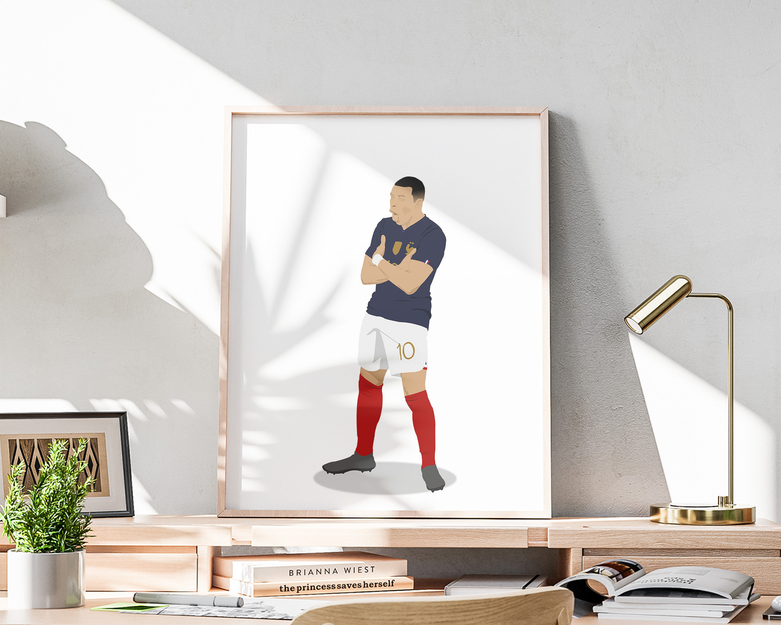 印刷可能なロナウド、メッシ、ネイマール、ムバッペのポスターセット