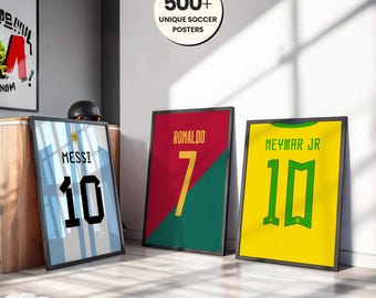 Set di poster con maglia Ronaldo Messi e Neymar, set di 3 stampe, regalo per marito