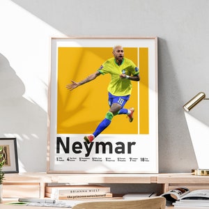 Printable Neymar Junior Poster, Brazil Football Print, Brazilian Soccer Star, Football Wall Art, Neymar Fan Gifts