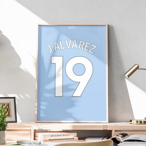 Printable Julian Alvarez Jersey, Football Shirt Poster, Argentine Football Star,  2023-2024 Season, Alvarez Shirt, Gym Sport Decoration