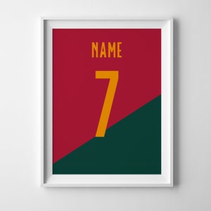 Personalizable Portugal Football Wall Art, Custom Portugal Jersey, Gift for Boys, Custom Jersey, Soccer Gifts for Him
