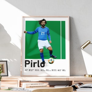 Andrea Pirlo, Printable Football Poster, Game Room Print, Pirlo Wall Art, Italian Midfielder, Soccer Decoration, Included Football Title