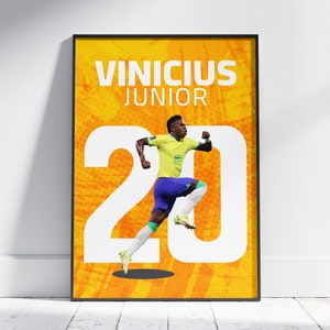 Arte mural de Vinicius Junior, ideas de regalo para aficionados al fútbol, póster deportivo mediano, futbolista brasileño, llena una pared vacía con espíritu futbolístico