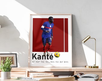 Póster de N'Golo Kanté, centrocampista francés, decoración para gimnasio (imprimible)