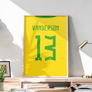 Printable Vanderson Jersey, Soccer Poster, Vanderson Brazil Jersey, Brasilian Footballer, Gift for Football Player, Brazil Soccer Poster