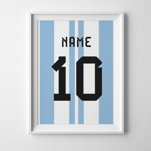 Custom Argentina Jersey, Personalizable Kit Poster, Gift for Boys, Personalized Jersey, Soccer Gift for Him, Digital Poster