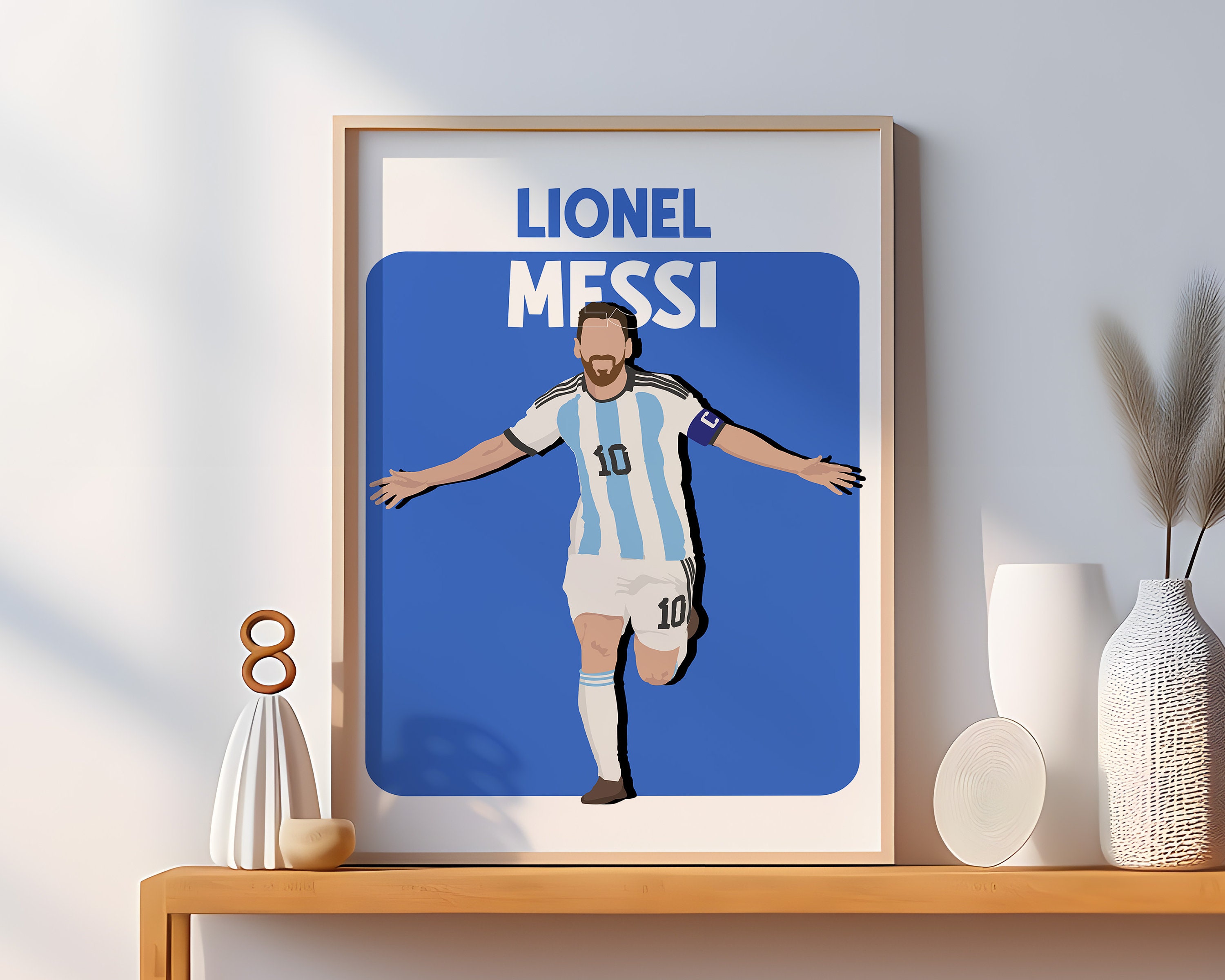 Hand Drawn Football Wall Art, Printable Lionel Messi Drawing, Kids Room Decoration, Argentine Soccer GOAT, Messi Football Wall Art