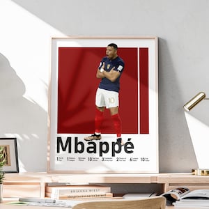 Kylian Mbappe Poster, Jugendzimmer Dekoration, Fußball Liebhaber Geschenk, Französischer Fußball Star, Geschenk für Jungen, Frankreich Fußball Kunst