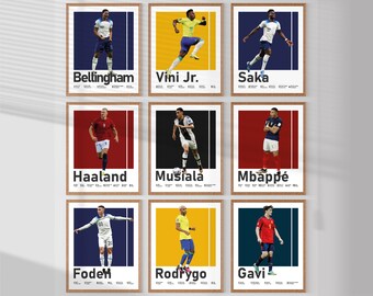 Póster de Jóvenes Estrellas del Fútbol, regalo para aficionados al fútbol (impresiones digitales)