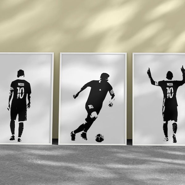 Printable Lionel Messi Black and White Posters Bundle, Set of 3 Prints
