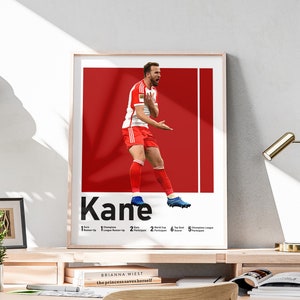 Printable Harry Kane Poster, Soccer Print, English Forward, Kane Lovers Gift, Man Cave Decoration, Modern Sport Poster