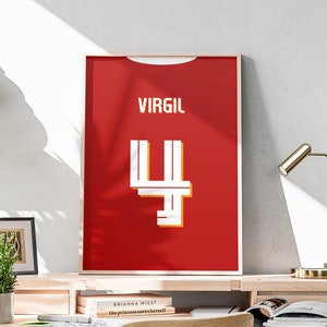 Printable Virgil van Dijk Jersey, Dutch Soccer player, 2023 2024 Season, van Dijk Print, Football Shirt Poster, 3 Ratio Included