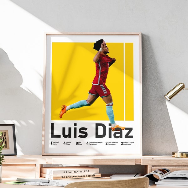 Printable Luis Diaz Poster, Football Gift for Boys,  Luis Diaz Wall Art, Colombian Forward,Soccer Player Gift, Modern Soccer Art