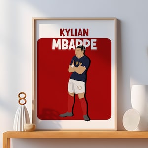Hand Drawn Soccer Art Poster, Printable Kylian Mbappe Drawing, Kids Room Decoration, French Soccer Star, Mbappe Soccer Print