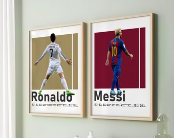 Set di stampe delle leggende del calcio Ronaldo e Messi (download digitale)
