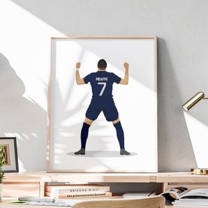 French National Football Star, Hand Drawn Kylian Mbappe Poster, Football Illustration, Soccer Printable, Game Room Themed Decorations