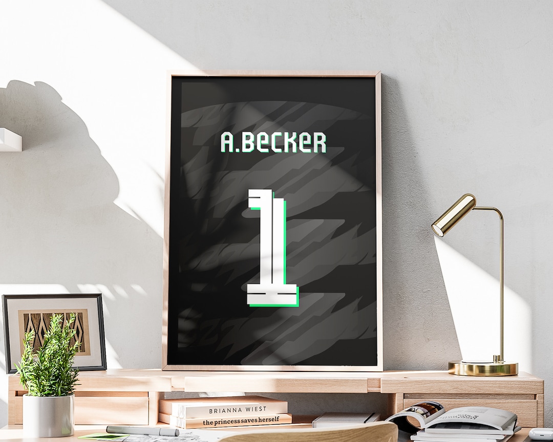 Printable Alisson Becker Jersey, Brasilian Goalkeeper, 2023 2024 Season, Alisson Shirt Poster, 3 