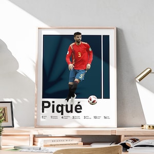 Printable Gerard Pique Poster, Spanish Football Defender, Pique Wall Art, Gifts for Cousin, Girls Room Decoration, Include Football Titles