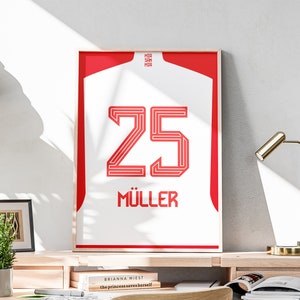 Printable Thomas Müller Jersey, 2023-2024 New Season, German National Footballer, Gift for Boys, Muller Jersey Poster