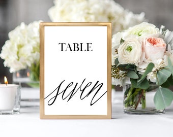 Printable Table Numbers | Table Numbers | Wedding Table Numbers | Table Numbers Template