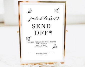 Petal Toss Send Off wedding sign, Petal toss wedding template, wedding template editable and printable 5x7