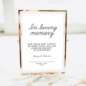 In Loving memory wedding Sign, In loving memory wedding template 5x7