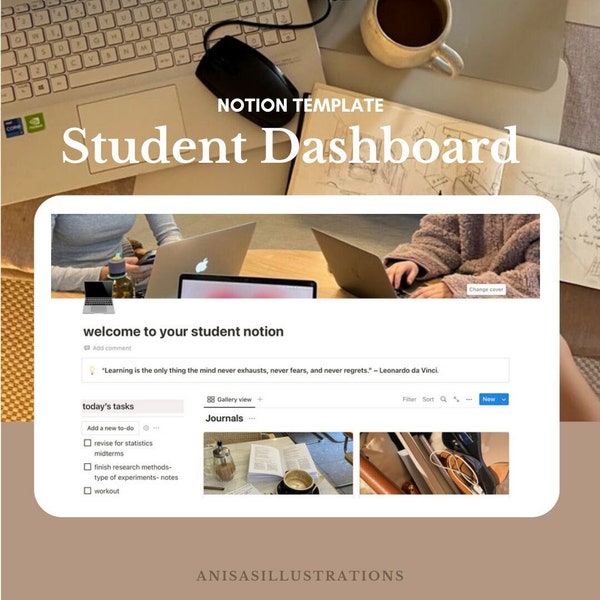 Aesthetic Student Notion Template | Aesthetic College Digital Planner | Fall That Girl Notion Setup | Gifts for Teens | University Planner