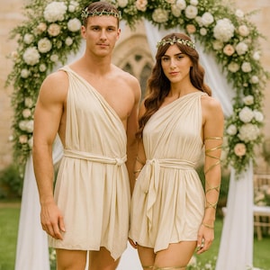 Personalized  Mythology Greek Toga Costume for Roman Tunic with Laurel Crown | Greek God Costume for Parties, Halloween & Weddings