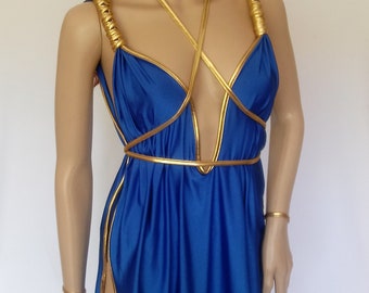 Greek Goddess Gown Wedding Dress Bridesmaid Gift Gold Halloween Costume