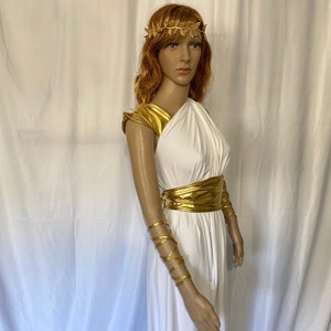 Greek Goddess Toga Wedding Dress  Bridesmaid Gift Gold Halloween Costume