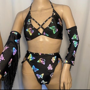Rave outfit pieces sold separately Studded with garters festival wear for women