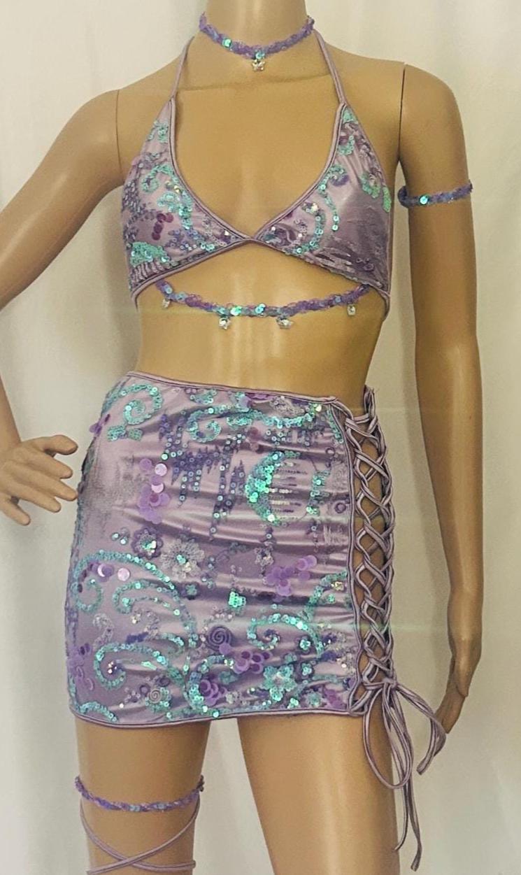 Lavender Rave Lavender Sequins , Rave, Outfit Festival, Halter, Top Lace, Miniskirt ...