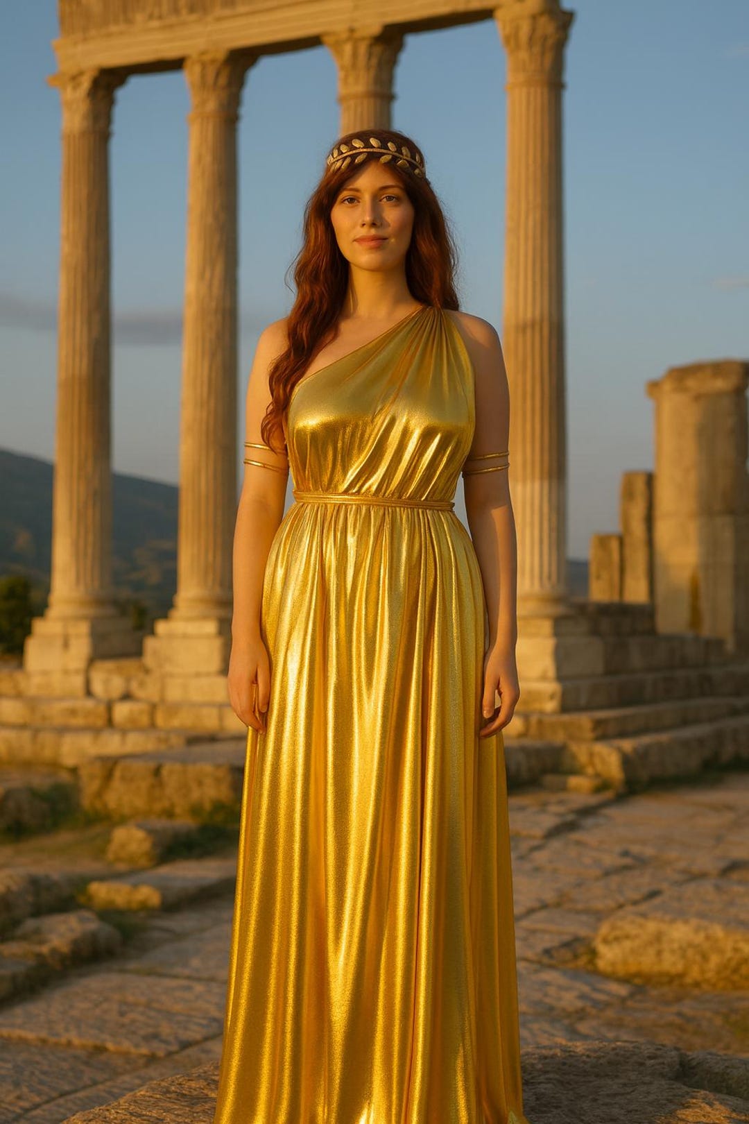 Athena Greek Goddess Toga Wedding Dress Bridesmaid Gift Gold Halloween Costume