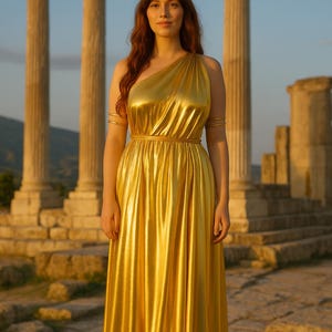 Athena Greek Goddess Toga Wedding Dress  Bridesmaid Gift Gold Halloween Costume