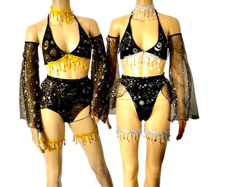 Celestial Galaxy Rave Outfit: Stars and Moons, Sold Separately