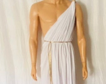 Men’s Greek Goddess Toga. Open Breast Gold Halloween Costume