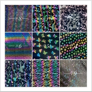 9  Pattern Options Reflective 4  Way stretch Mushroom Nylon Knit Fabric Spandex By the Yard