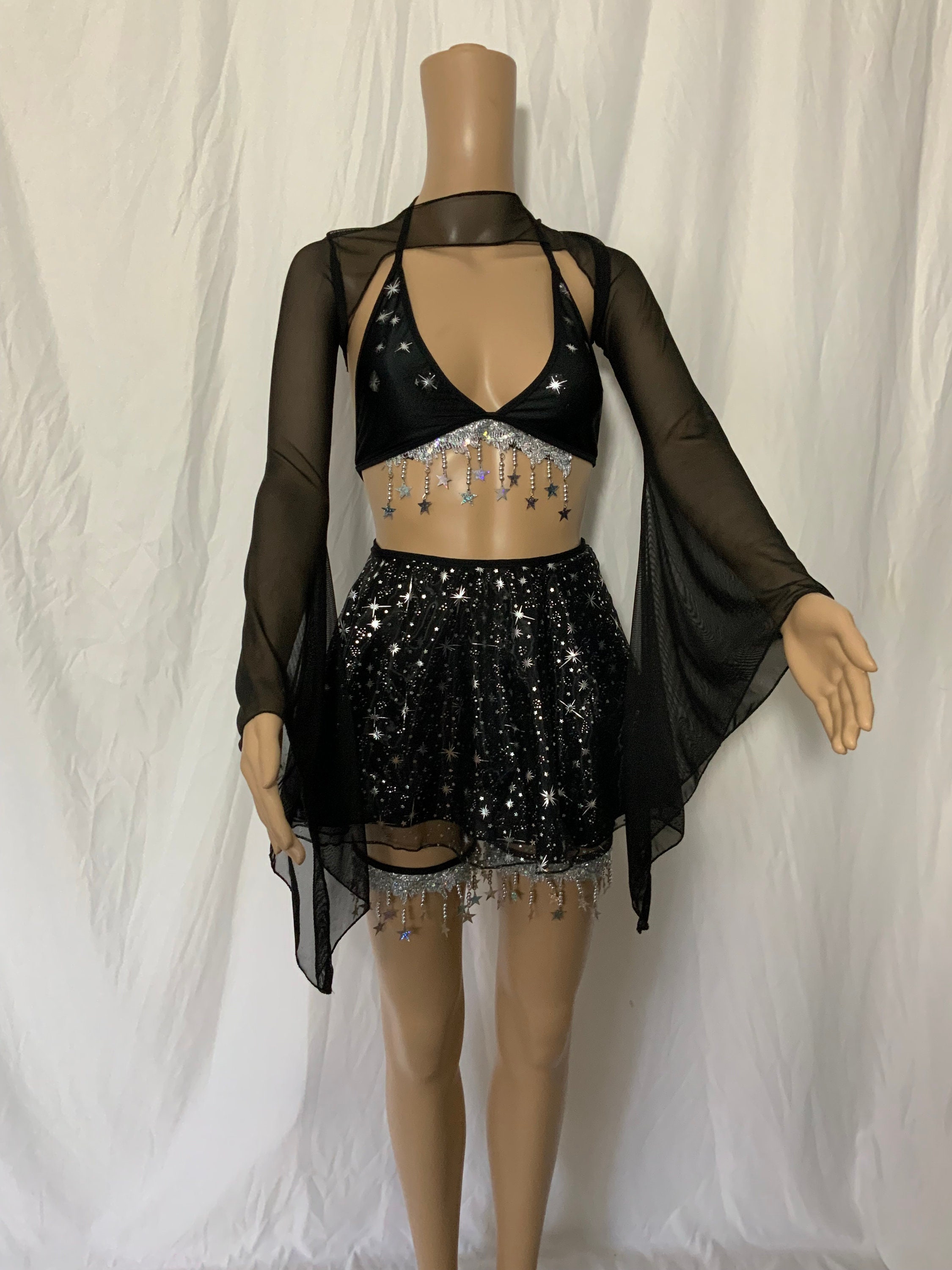 Shimmering Pearl Beaded Gogo Bra And Matching Thong Burlesque Costume