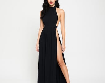 Fashionable High Neck Maxi Dress w/ Side Cutouts 16 Color Options SubmissiveTunic Gorean Kijira Fantasy Role Play Pleasure Slave